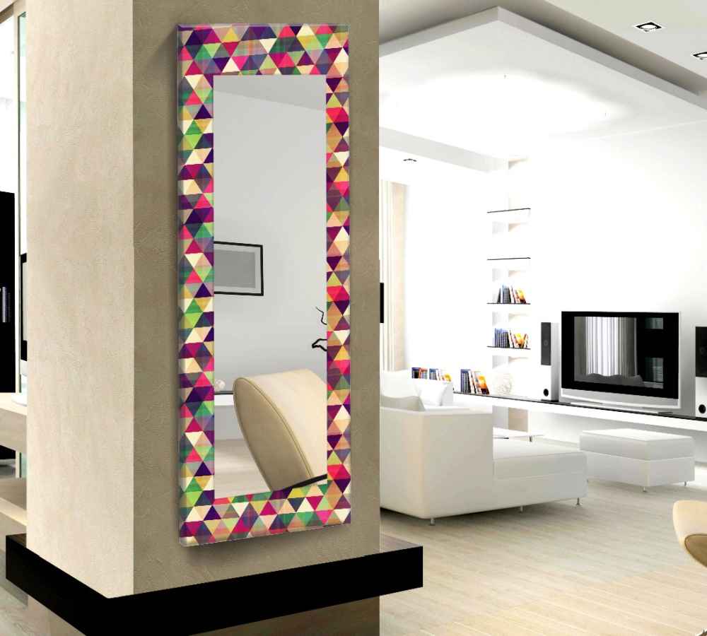 Renkli Geometri Desenli Boy Aynası