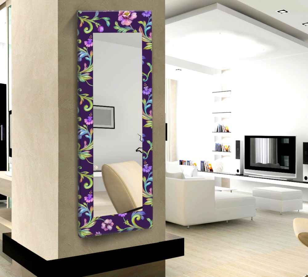 Renkli Çiçek Desenli Boy Aynası